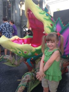 Penelope with the Audrey II at Little Shop of Horrors 2013